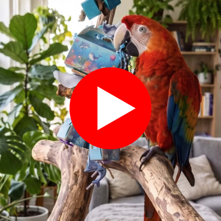 Video: Handgefertigtes Spielzeug für Aras und Papageien kaufen Vorschaubild zum Video: Ara testet handgefertigtes Papageienspielzeug von Becherglück.